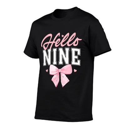 Hello Nine Cute Coquette Bow 9th Birthday Girl 9-Year-Old  Versatile T-Shirt