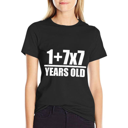 1+7X7 Years Old 50th Birthday Funny Math  Oversized Silhouette T-Shirt