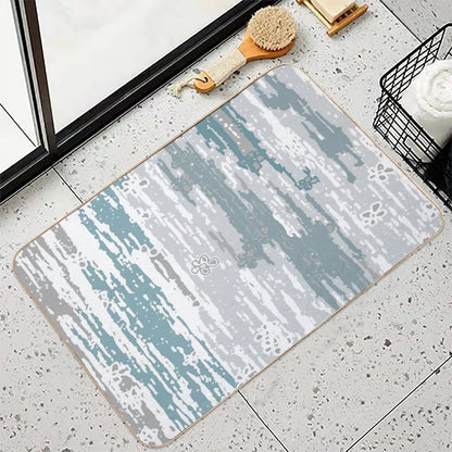 Blue Grey Abstract. Line. Minimal. Stripes. Grey. Blue. White.  Non-Slip Bath Mat