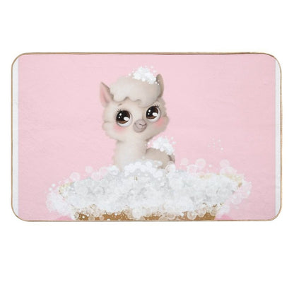 Baby Llama in A Bathtub, Girls Bathroom Print, Baby Animals in Tub, Whimsy Animal, Kids Bathroom Art  Pet-Safe Bath Mat