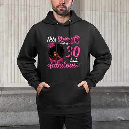 This Queen Makes 30 Look Fabulous 30th Birthday Queen Afro Moisture-Wicking Hoodie