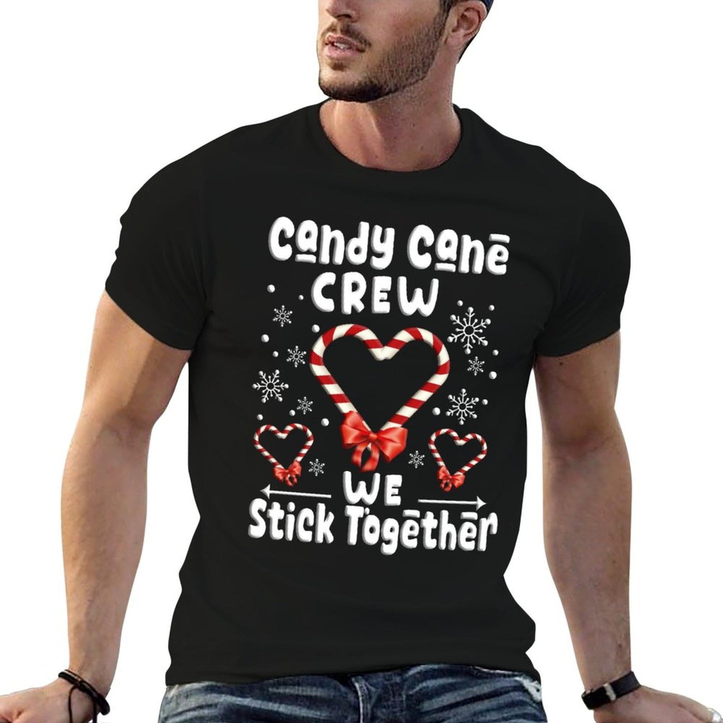 Christmas Candy Cane Crew Holiday Family Outfit  High-quality Stitching T-Shirt