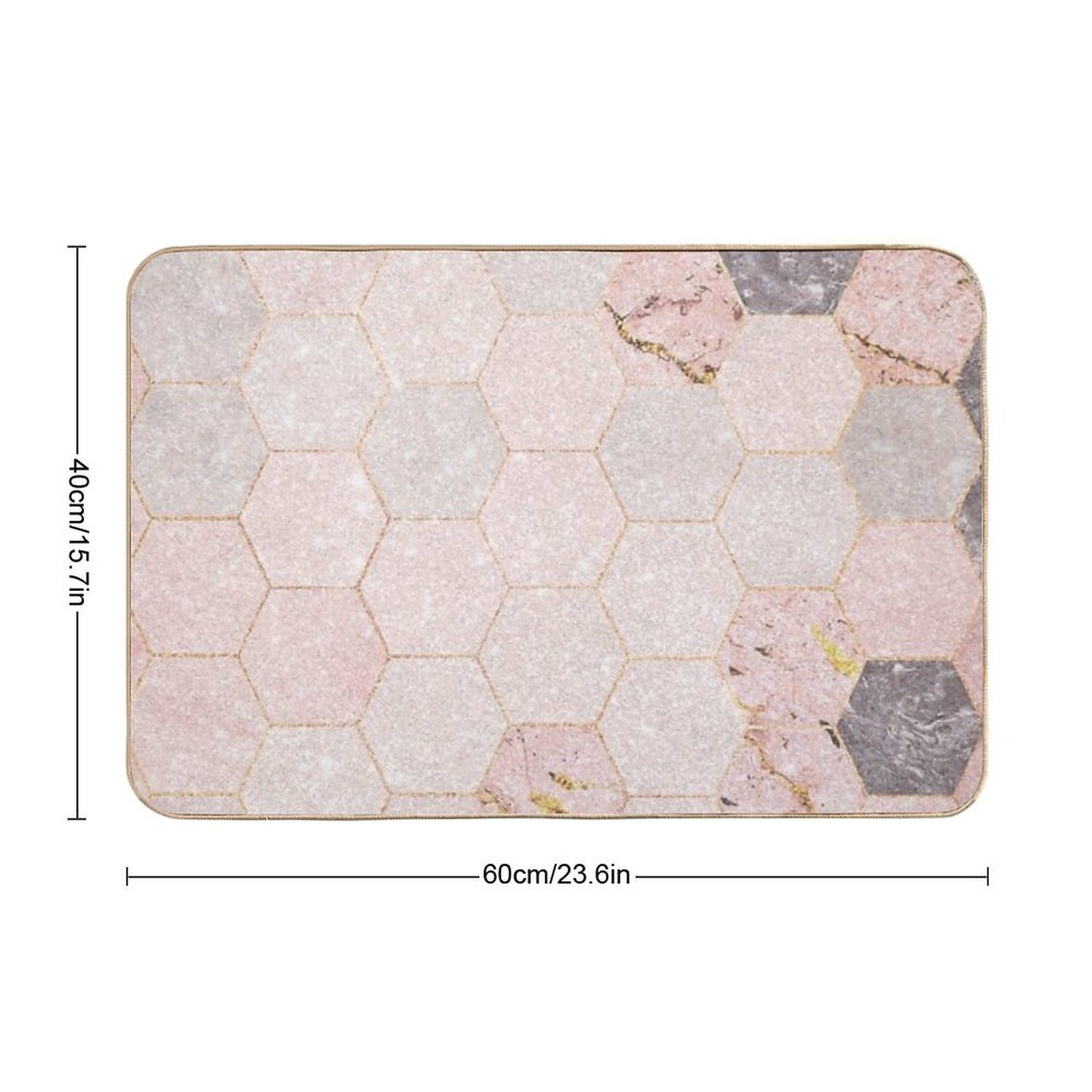 Pink Sparkling Marble Pattern Durable Bath Mat