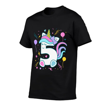 Unicorn 5th Birthday Number 5 Year Old Girl Birthday Comfortable T-Shirt