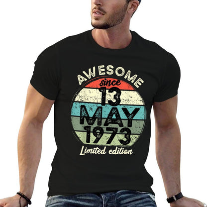 50 Year Old Birthday 13 May 1973 50th Birthday  Heathered Texture T-Shirt