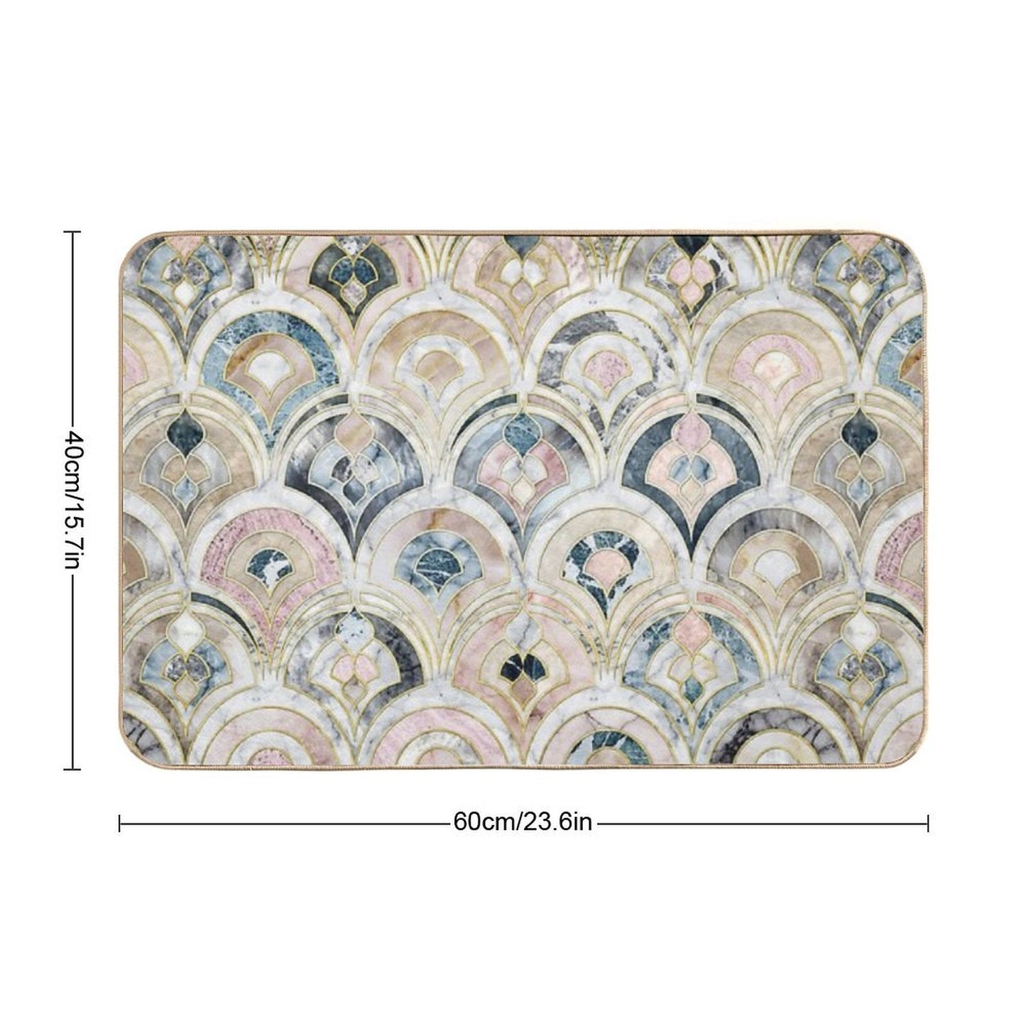 Art Deco Marble Tiles in Soft Pastels  Anti-Trip Bath Mat