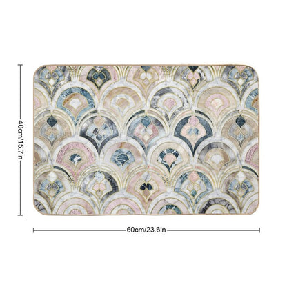 Art Deco Marble Tiles in Soft Pastels  Anti-Trip Bath Mat