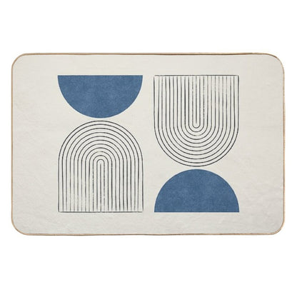 Arch Balance Blue - Mid Century Modern  Repositionable Bath Mat