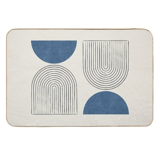 Arch Balance Blue - Mid Century Modern  Repositionable Bath Mat
