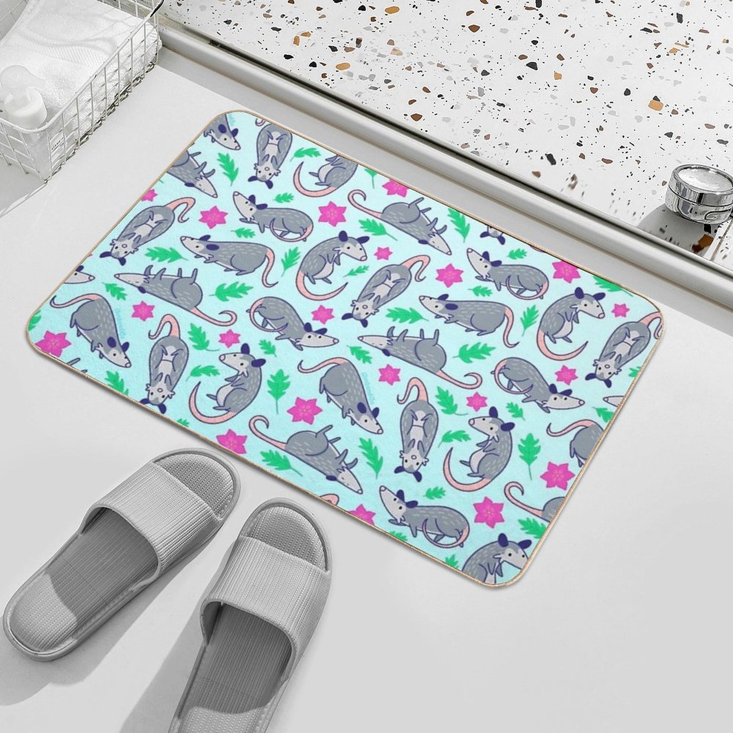 Opossum Pattern  Pet-Safe Bath Mat