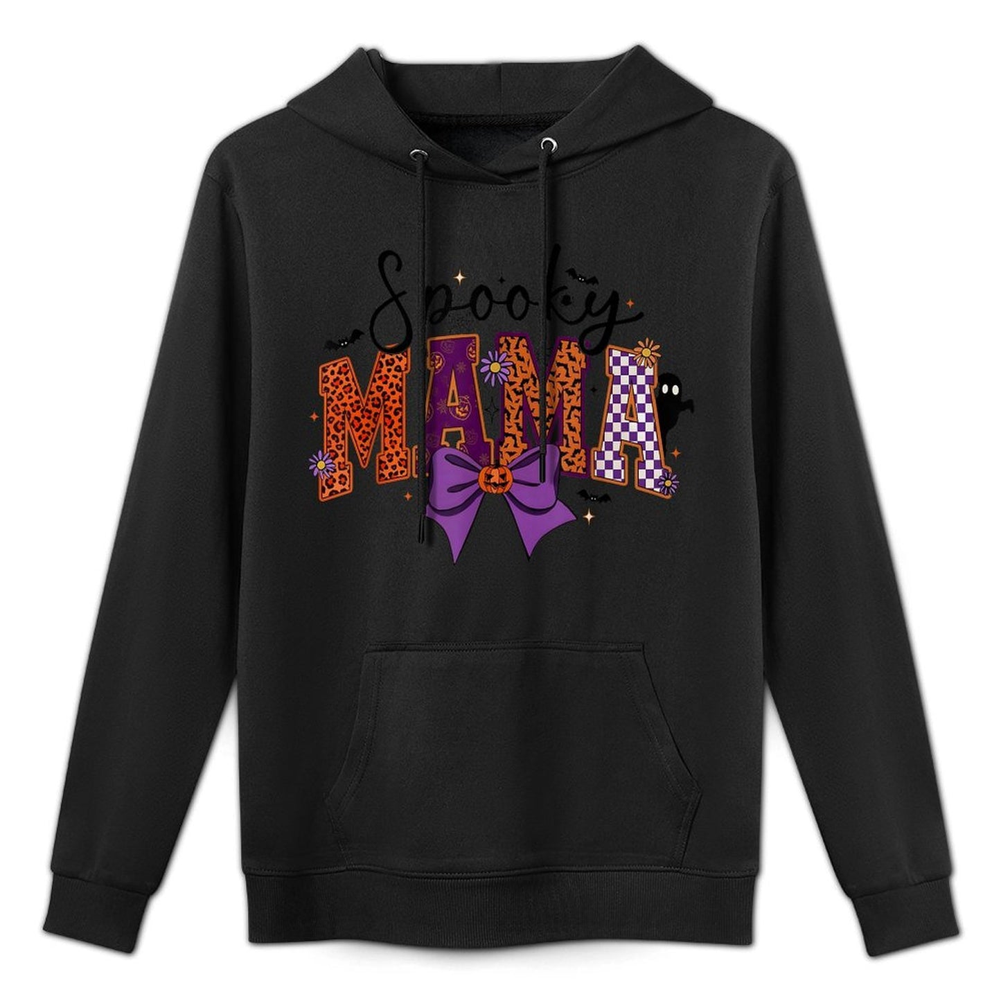 Spooky Mama Groovy Vintage Ghost Halloween Coquette Bow Customizable Surface Hoodie