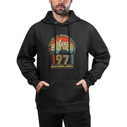 50th Birthday Decoration May 1971 Men Women 50 Years Old Versatile Streetwear Hoodie