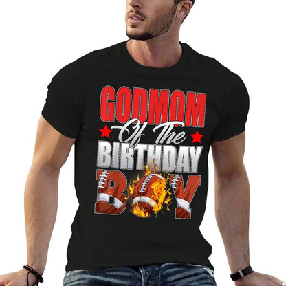 Godmom Of The Birthday Boy Football Bday Celebration  Heathered Texture T-Shirt
