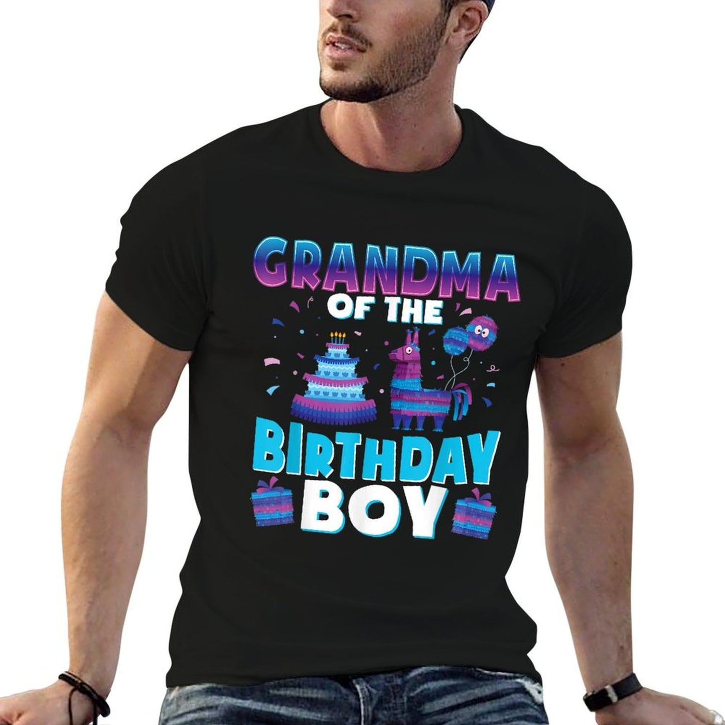 Grandma Birthday Boy Llama Pinata Party Matching Family  Versatile T-Shirt