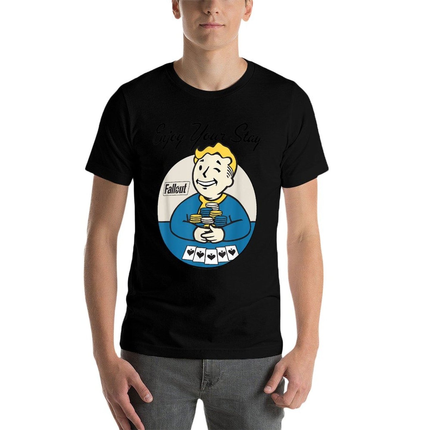 Fallout Video Game Vault Boy Poker Enjoy Your Stay  Lightweight T-Shirt