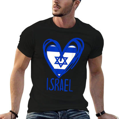 Patriotic Israel Pride Israeli Heart Flag  Lightweight T-Shirt