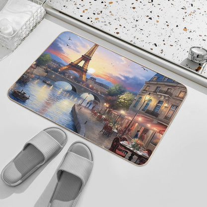 Amazing Blue Canal of Eiffel Tower  Slip-Resistant Bath Mat