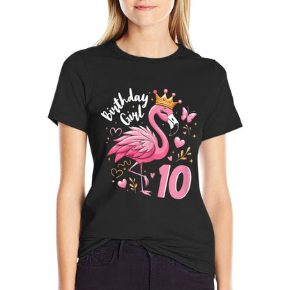 10th Birthday Gift Flamingo Fan 10 Year Old Girls 10th Bday  Breathable T-Shirt