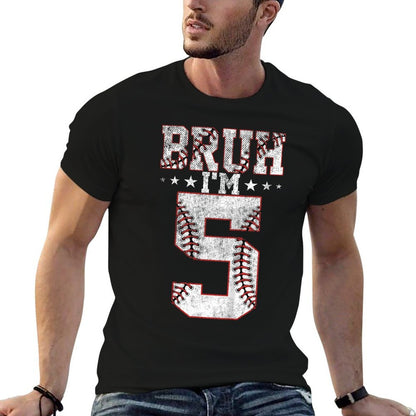Kids Bruh 5th Birthday Baseball Bruh I'm 5 Year Old Birthday  Tagless Design T-Shirt