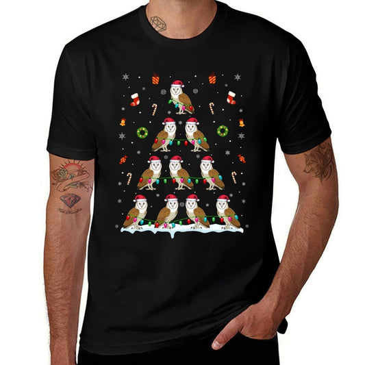 Barn Owl Christmas Tree Lights for Men Women Barn Owl Xmas  Classic T-Shirt