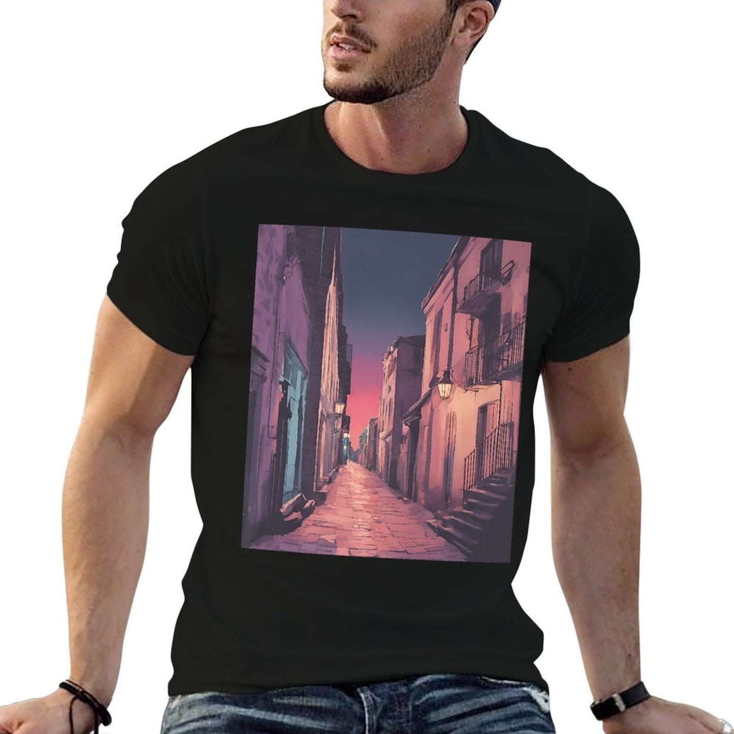 City Alley Twilight Pastel Mystery Premium  Slim-fit Cut T-Shirt