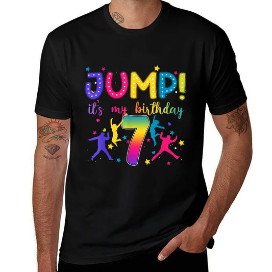 Jump It's My 7th Birthday Jumper 7 Year Old Party Trampoline  Ribbed Collar T-Shirt