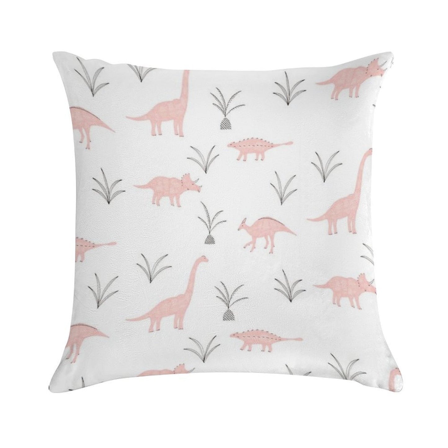 Pink Dinosaurs Soft Shrink-Resistant Throw Pillow
