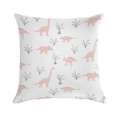 Pink Dinosaurs Soft Shrink-Resistant Throw Pillow