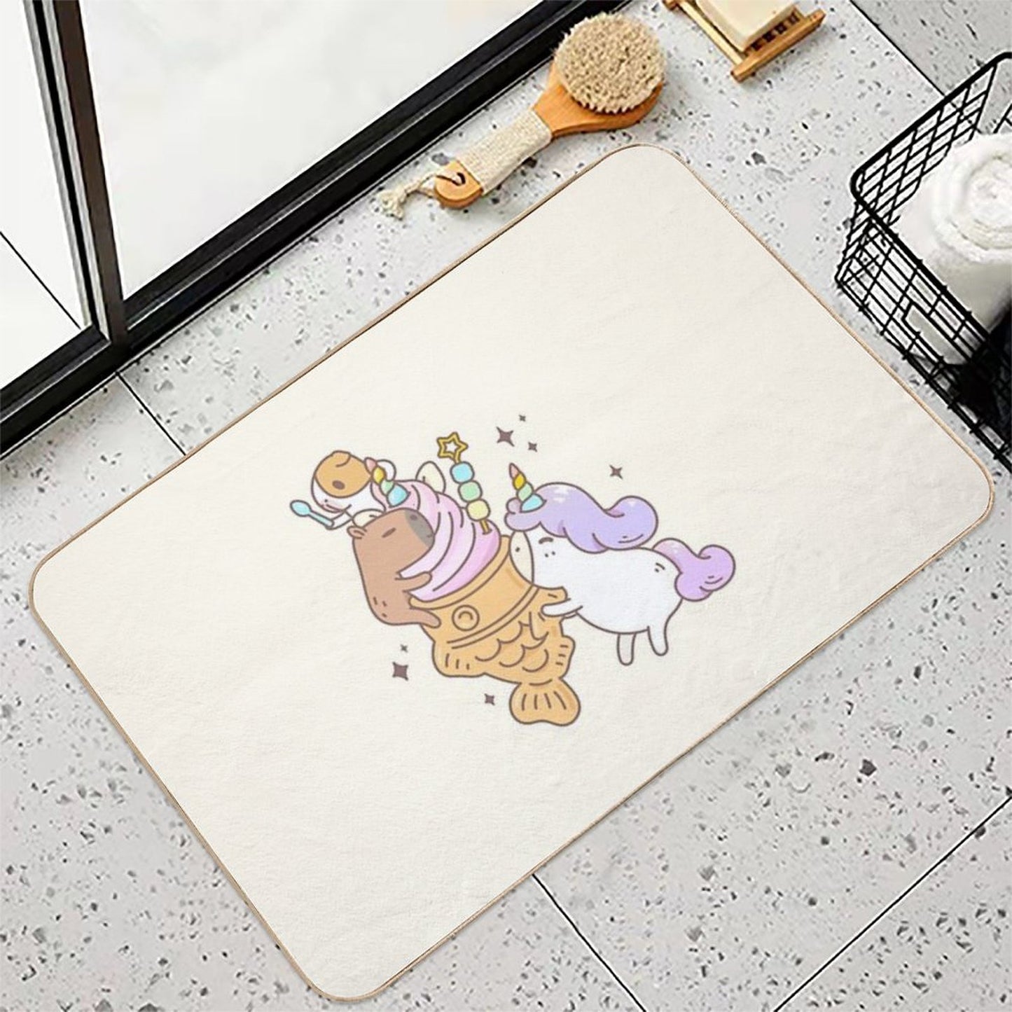 Bubu The Guinea Pig, Unicorn Taiyaki Ice-cream  High-Traffic Bath Mat