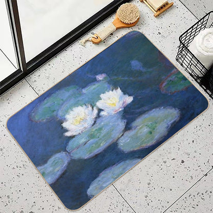 Two Water Lilies Monet Fine Art  Repositionable Bath Mat