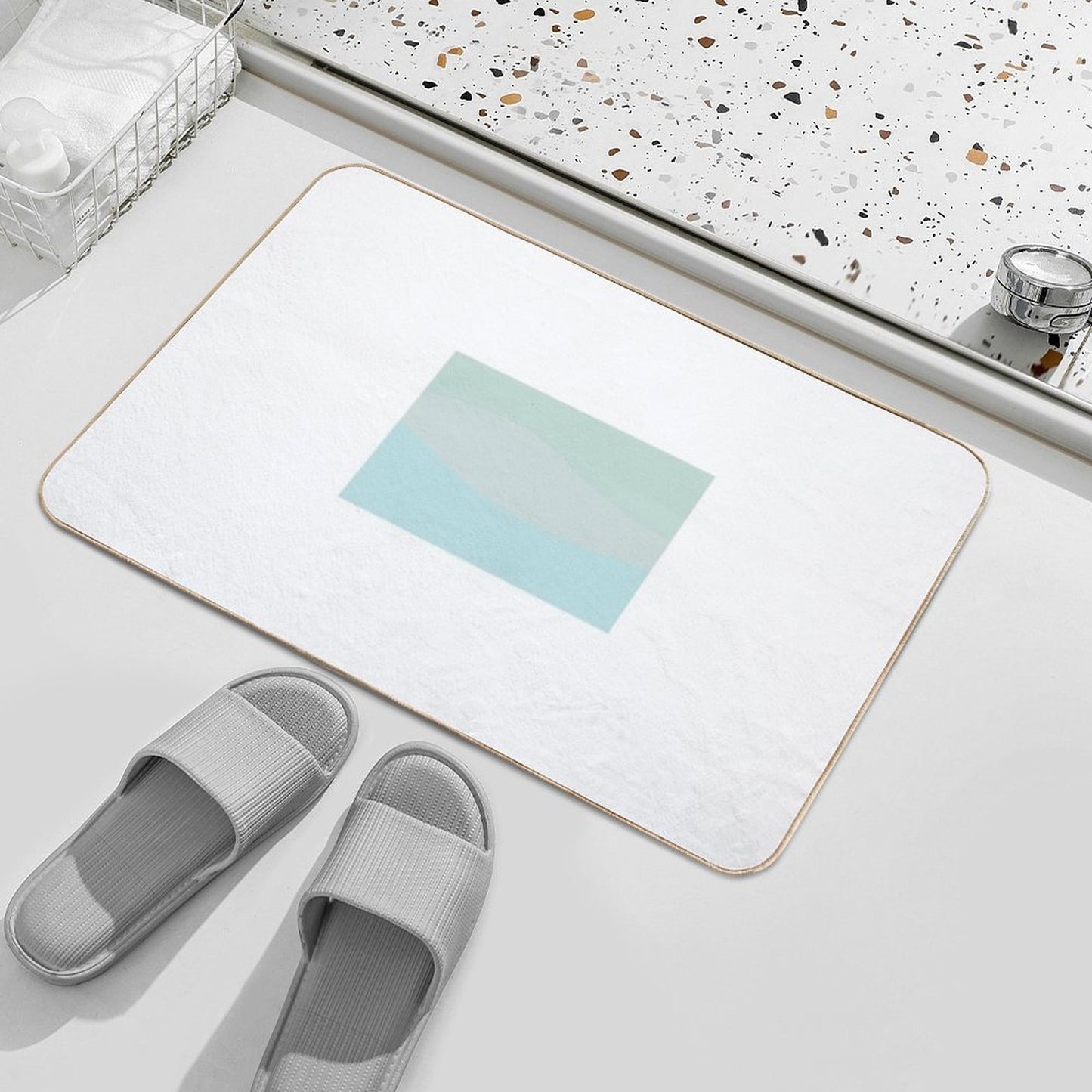 Teal Wave Pattern  Anti-Trip Bath Mat