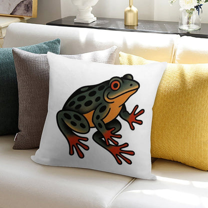 Frog American Traditional Tattoo Soft Short Plush Fabric Throw Pillow