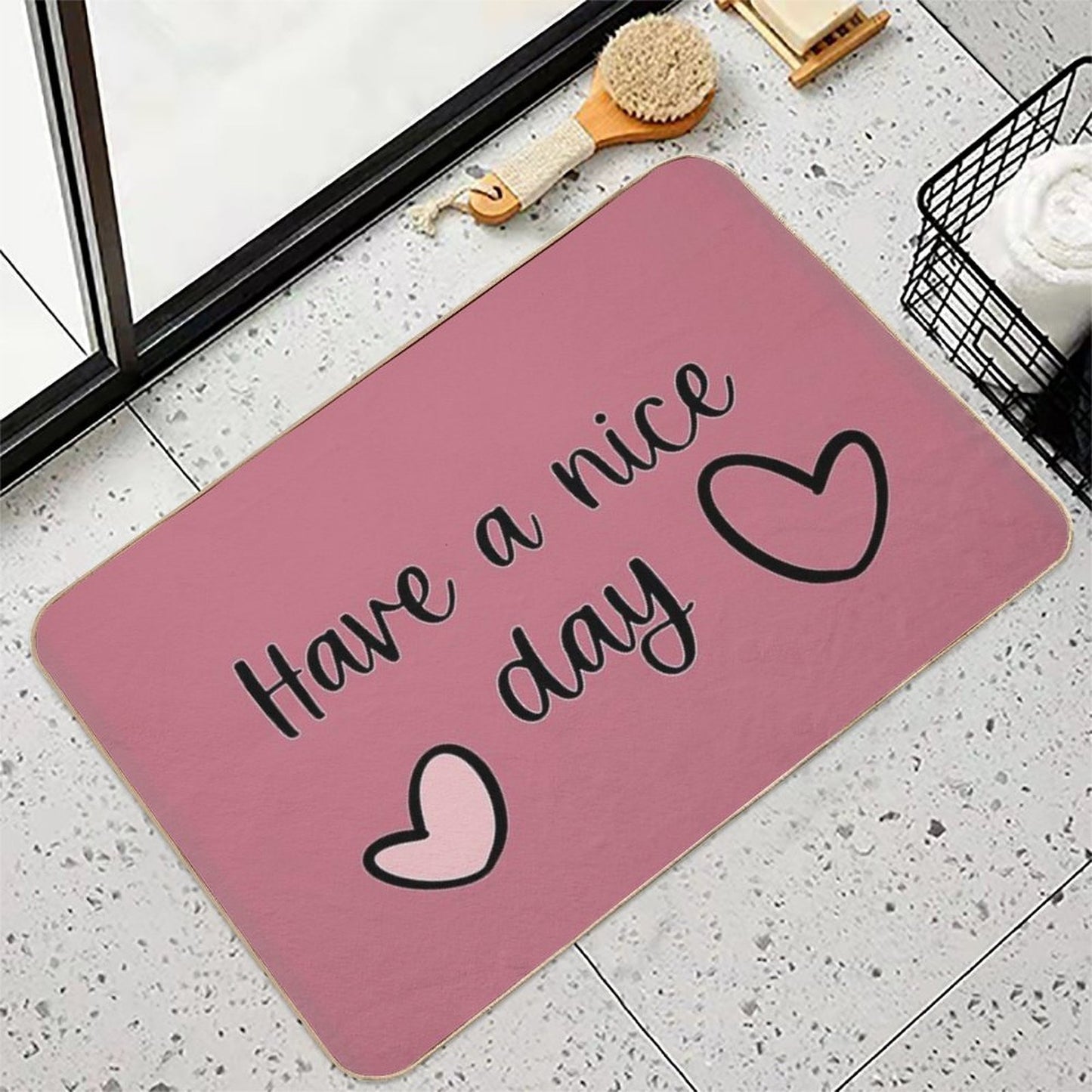 Lettering X Have A Nice Day X Rust Pink X Durable Bath Mat