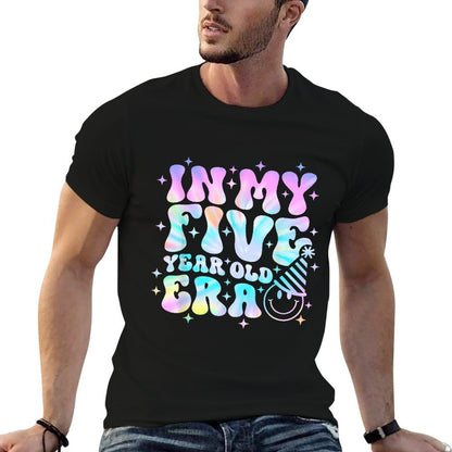 Groovy In My Five Year Old Era Girl 5th Birthday 5 Yrs Old  Wrinkle-resistant T-Shirt