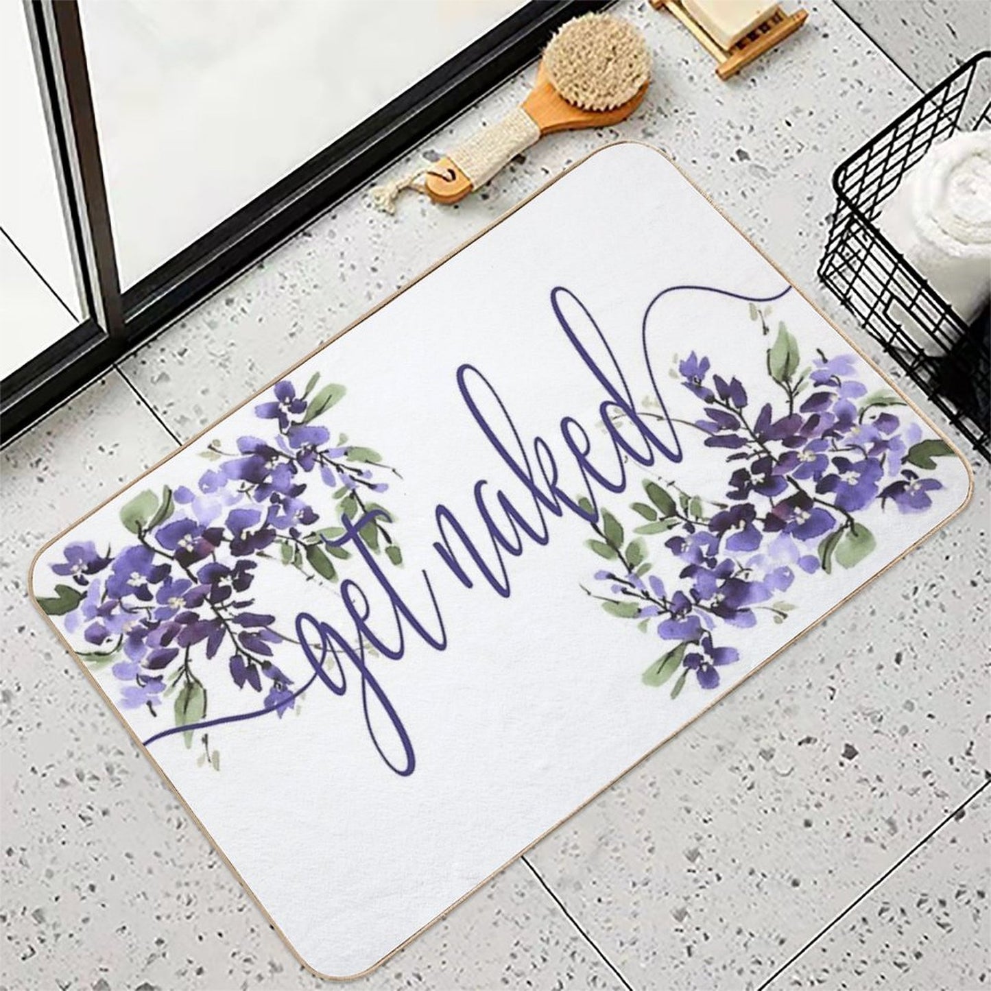 Get Naked Floral Boho Design  Eco-Friendly Bath Mat