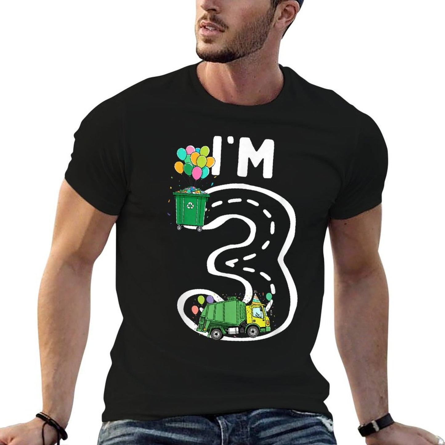I'm 3 Three Years Old Garbage Truck 3rd Birthday Boy Kids  Eco-friendly Material T-Shirt
