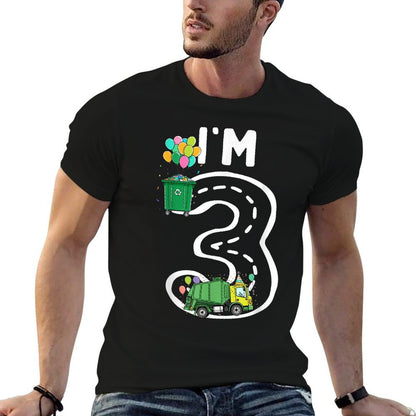 I'm 3 Three Years Old Garbage Truck 3rd Birthday Boy Kids  Eco-friendly Material T-Shirt