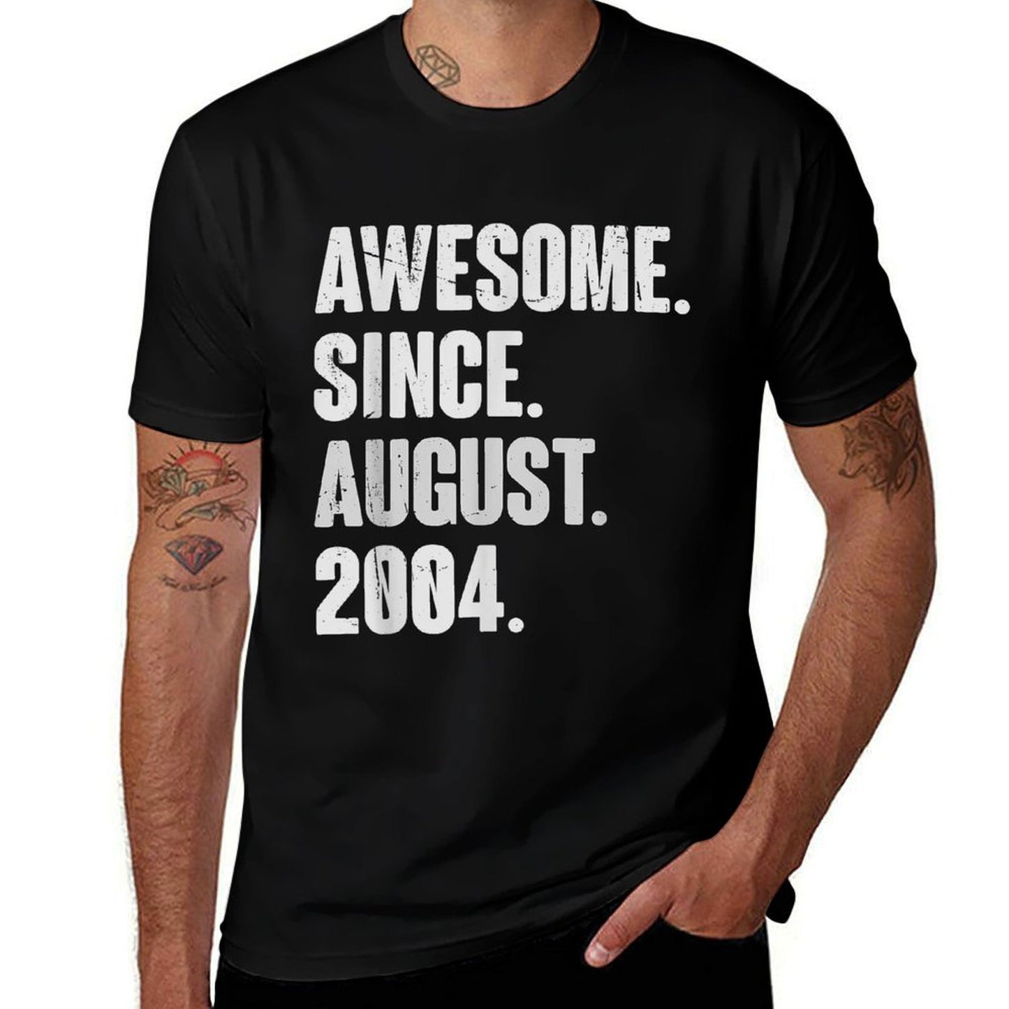 Retro 21 Years Old Awesome Since August 2004 21st Birthday  Trendy Pattern T-Shirt