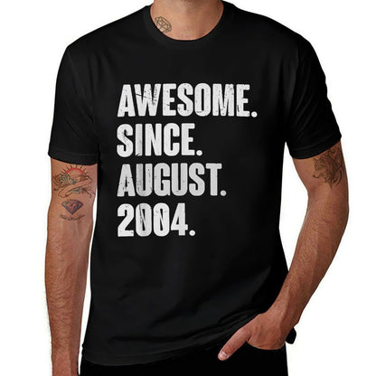 Retro 21 Years Old Awesome Since August 2004 21st Birthday  Trendy Pattern T-Shirt