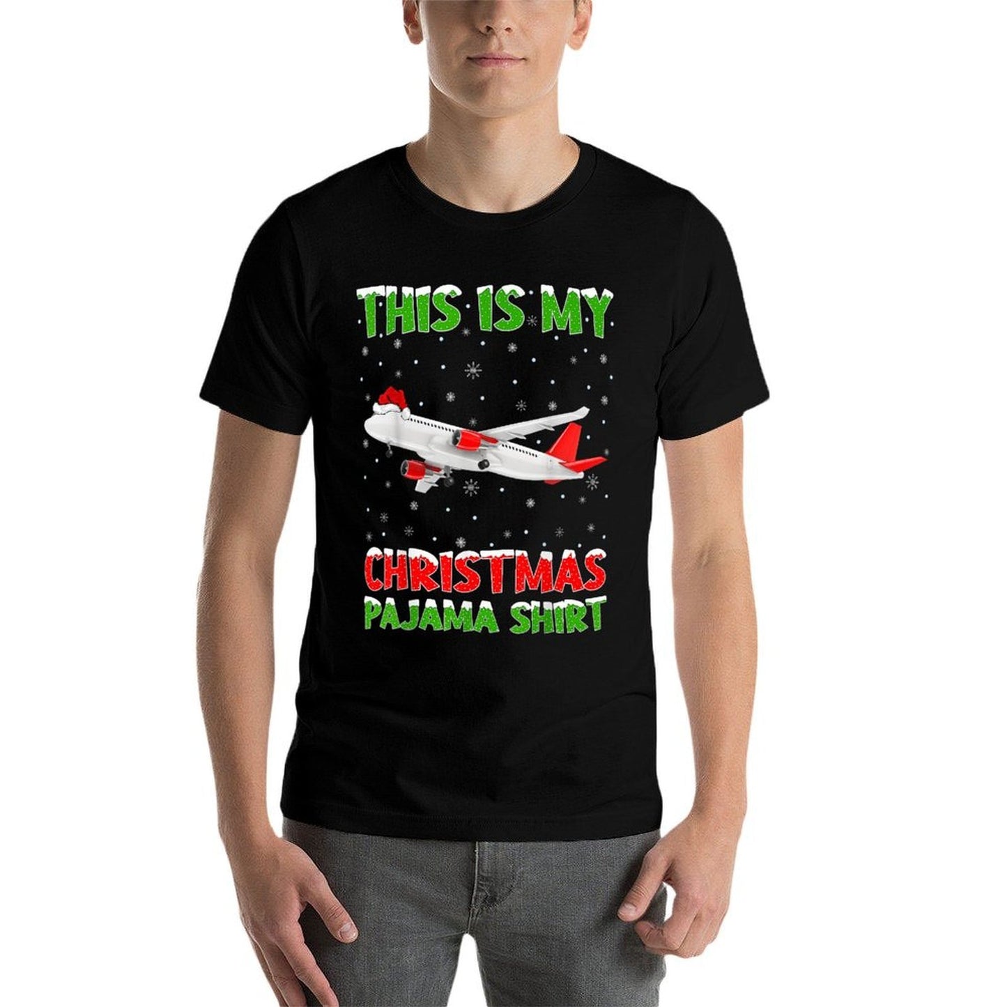 This Is My Christmas Pajama Airplane Christmas  Cotton T-Shirt