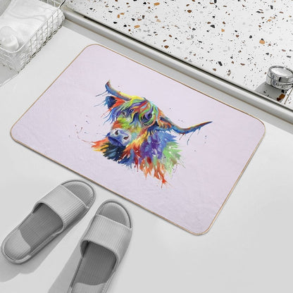 Multicolour Highland Cow  Long-Lasting Bath Mat