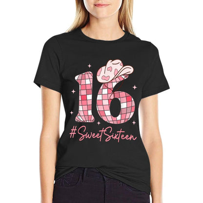 16 Sweet Sixteen Western Rodeo 16th Birthday Girln  Polyester Blend T-Shirt