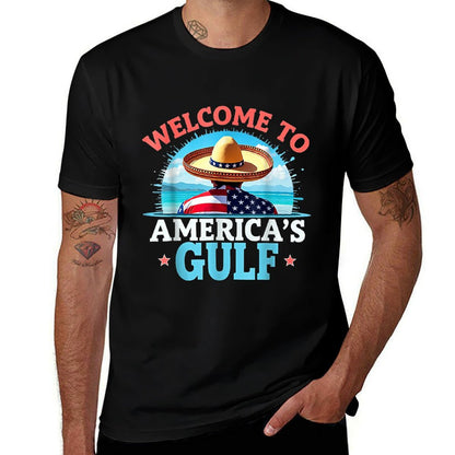 Gulf America Welcom To America&#39;s Gulf Slim-fit Cut T-Shirt