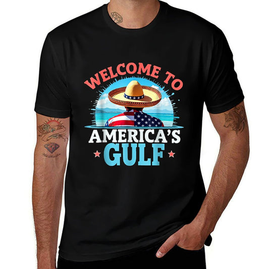 Gulf America Welcom To America&#39;s Gulf Slim-fit Cut T-Shirt