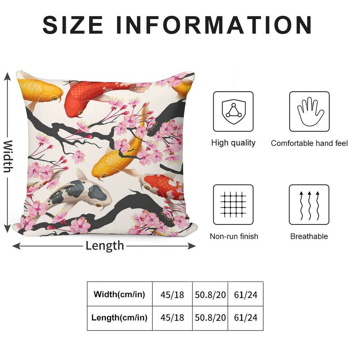 Koi Carp with Sakura Plant Soft Warmth Comfort Throw Pillow