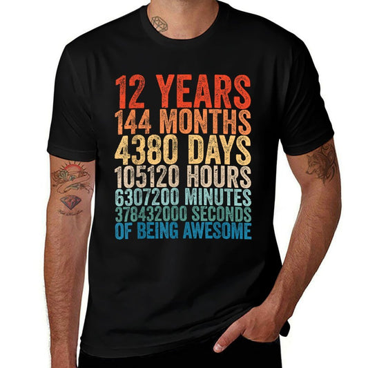 Vintage 12 YO Retro 12th Birthday Boys Girls 12 Years  Cotton T-Shirt