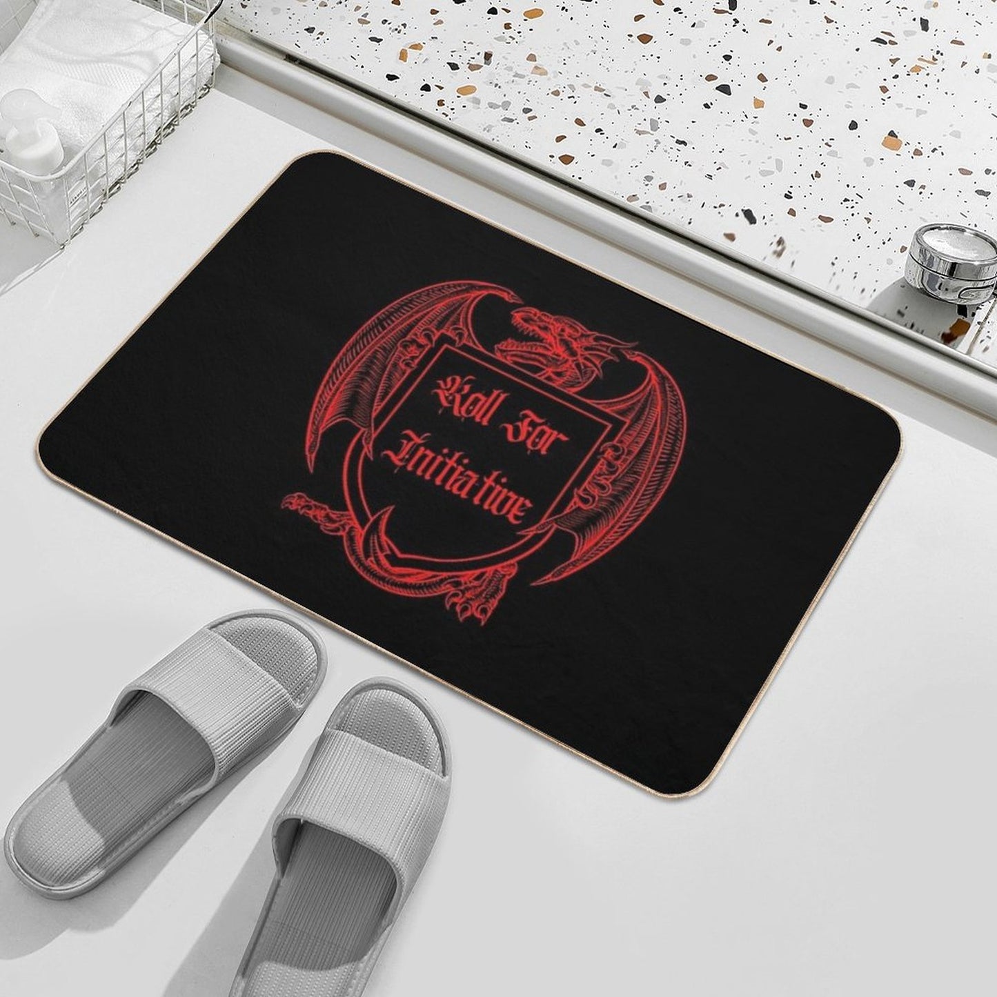 Roll for Initiative (Red Crest)  Long-Lasting Bath Mat