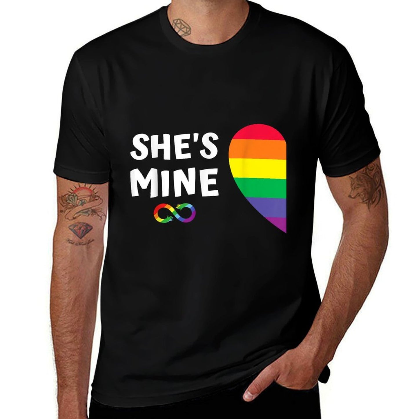 Im Hers Shes Mine Matching for Pride Lesbian Couples LGBTQ  Tagless Design T-Shirt