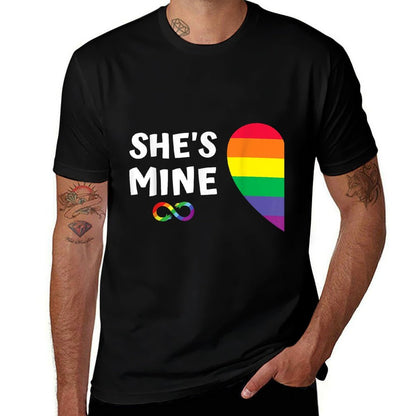 Im Hers Shes Mine Matching for Pride Lesbian Couples LGBTQ  Tagless Design T-Shirt