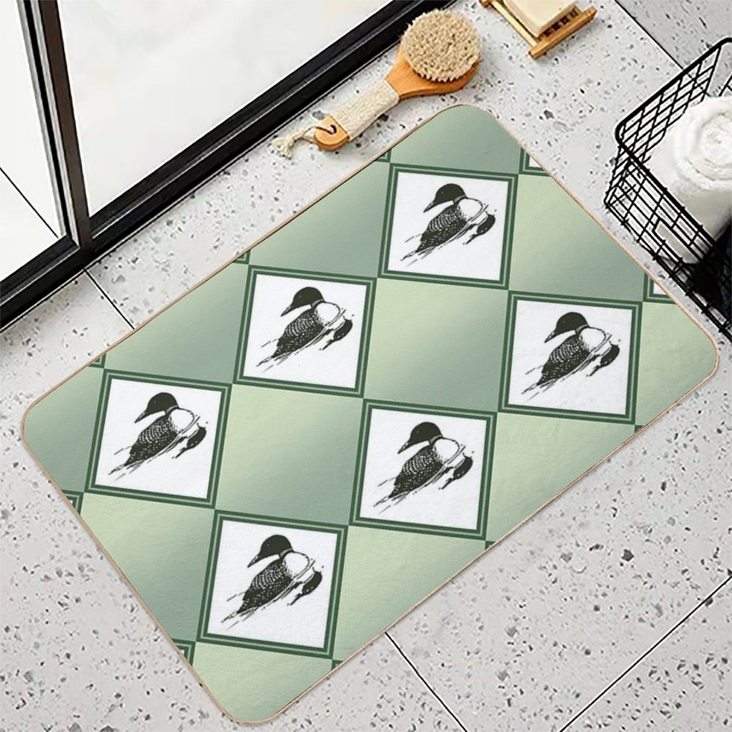 Sage Loon Diamond Pattern  Versatile Bath Mat